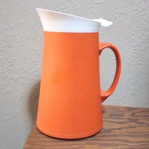 Vintage Orange 60s 70s Insulated Beverage Caddie, Kitchen Pitcher